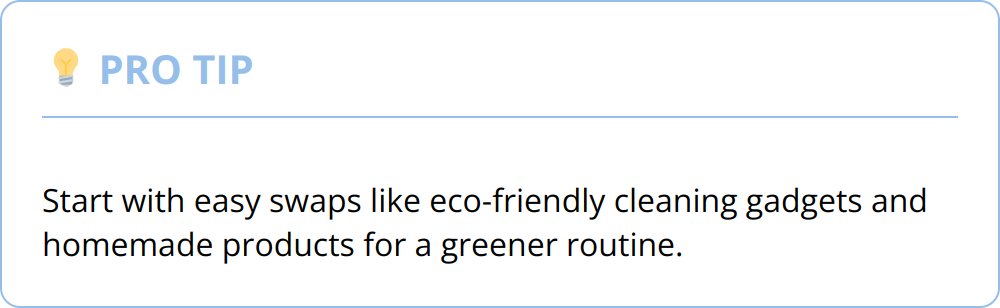 Pro Tip - Start with easy swaps like eco-friendly cleaning gadgets and homemade products for a greener routine.