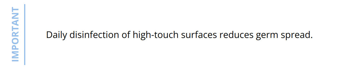 Important - Daily disinfection of high-touch surfaces reduces germ spread.